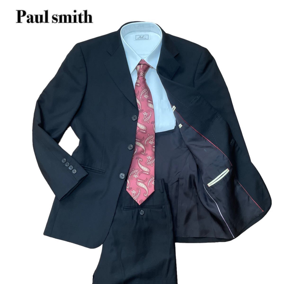 ポールスミス スーツ ブラック 黒ウール 3B 背抜き M セットアップ Paul Smith ビジネス 紳士 1スタ(1円スタート)_画像1