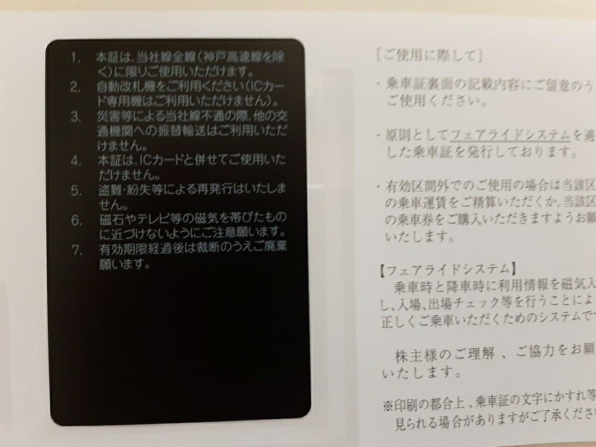 神戸電鉄◆ 神鉄 株主優待乗車証 電車全線 定期型_画像3