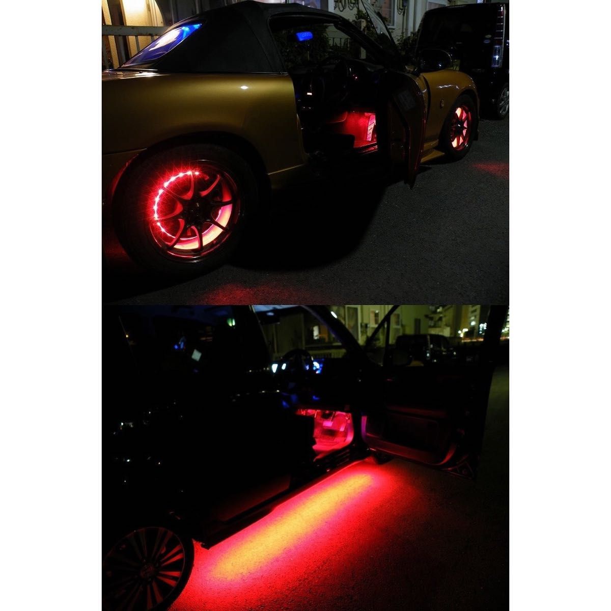 LEDテープ レッド 300連 黒ベース 専用コネクター付 5m 防水 12V テープライト 赤 車 自動車 バイク オートバイ