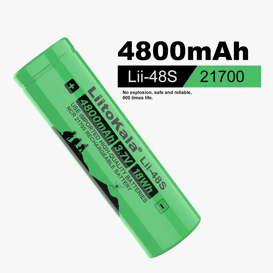 【新品】LiitoKala 大容量リチウムイオンバッテリー Lii-48S 21700 3.7V 4800mAh 9.6A フラットトップ リチウムイオン電池 電子タバコ E292_画像2