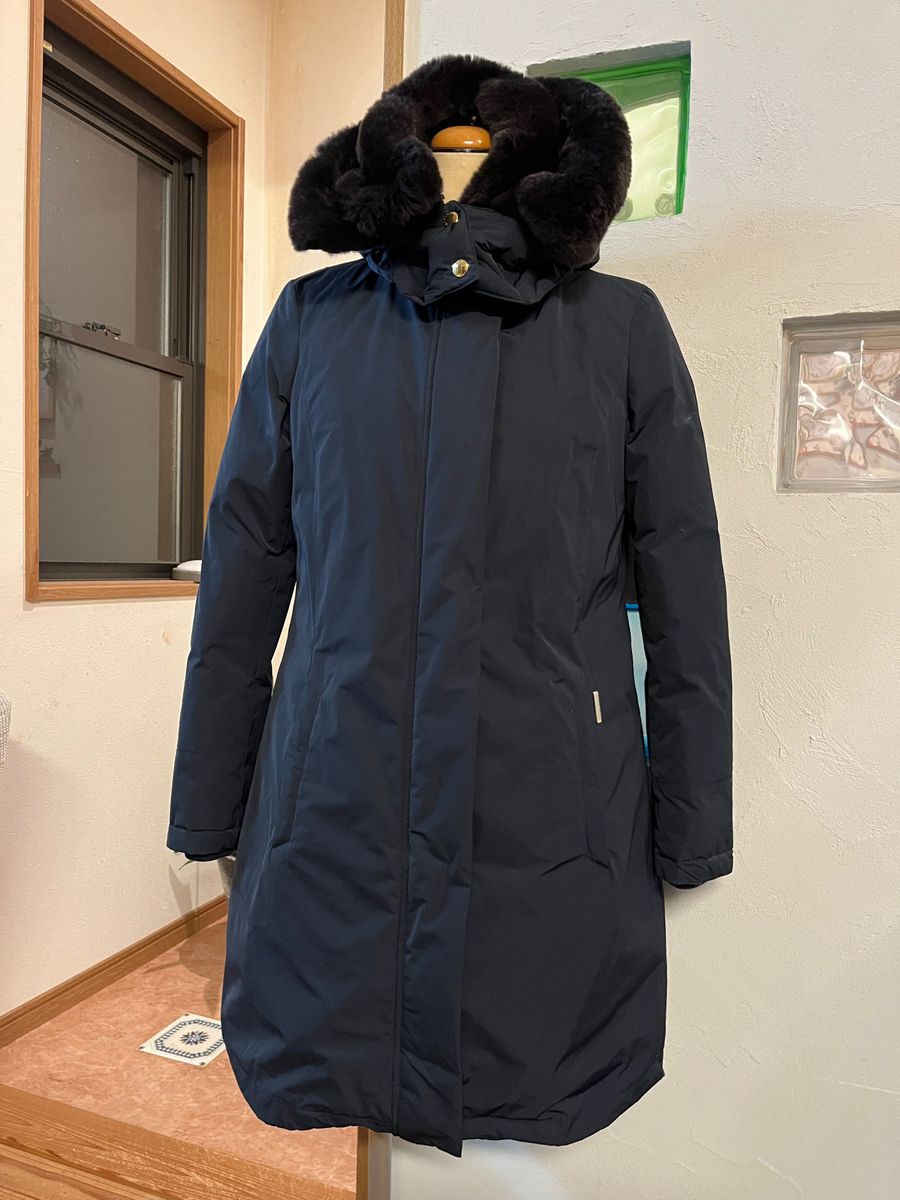 【セール】美品　ウールリッチ　WOOL RICH 極暖コート　ネイビー　XS おしゃれで暖かい　正規品 ラビットファー