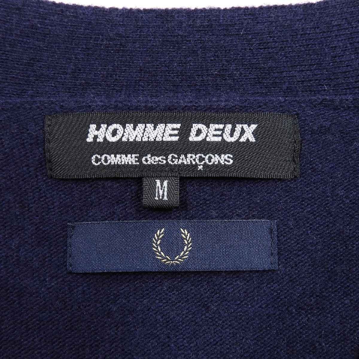 COMME des GARCONS HOMME DEUX × FRED PERRY カーディガン ネイビー Size M #12658 きれいめ コムデギャルソン フレッドペリー コラボ_画像3