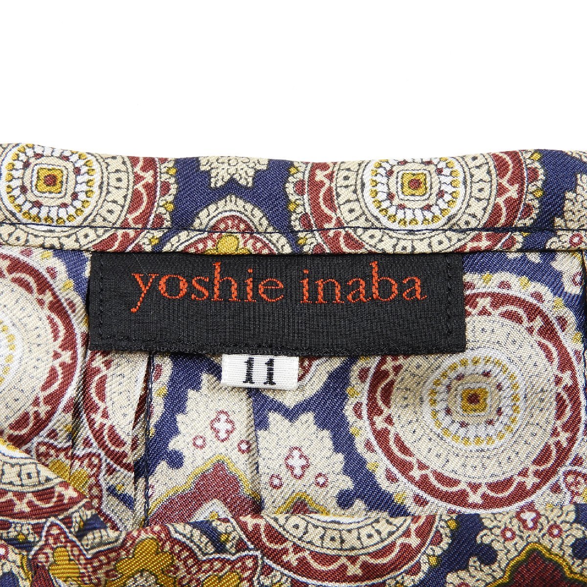 YOSHIE INABA ヨシエイナバ ロングスカート シルク 総柄 size 11 #13387 レディース きれいめ フレア プリーツ_画像3
