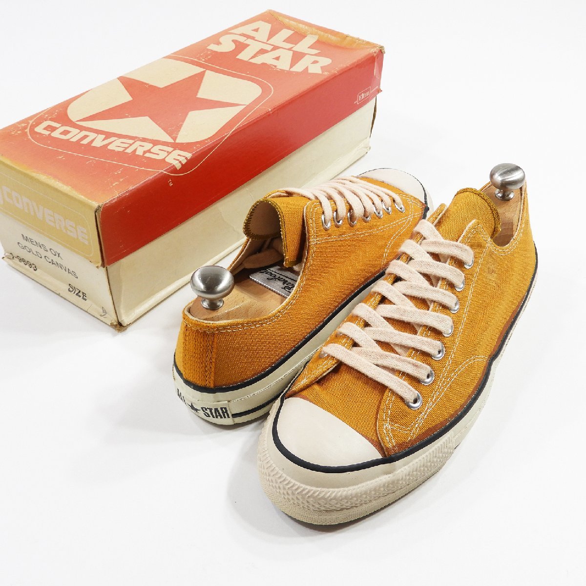 デッド 80's Converse コンバース ALL STAR OX オールスター Lo GOLD 赤箱 Size 9 #13629 ヴィンテージ スニーカー ゴールド からし色_画像1