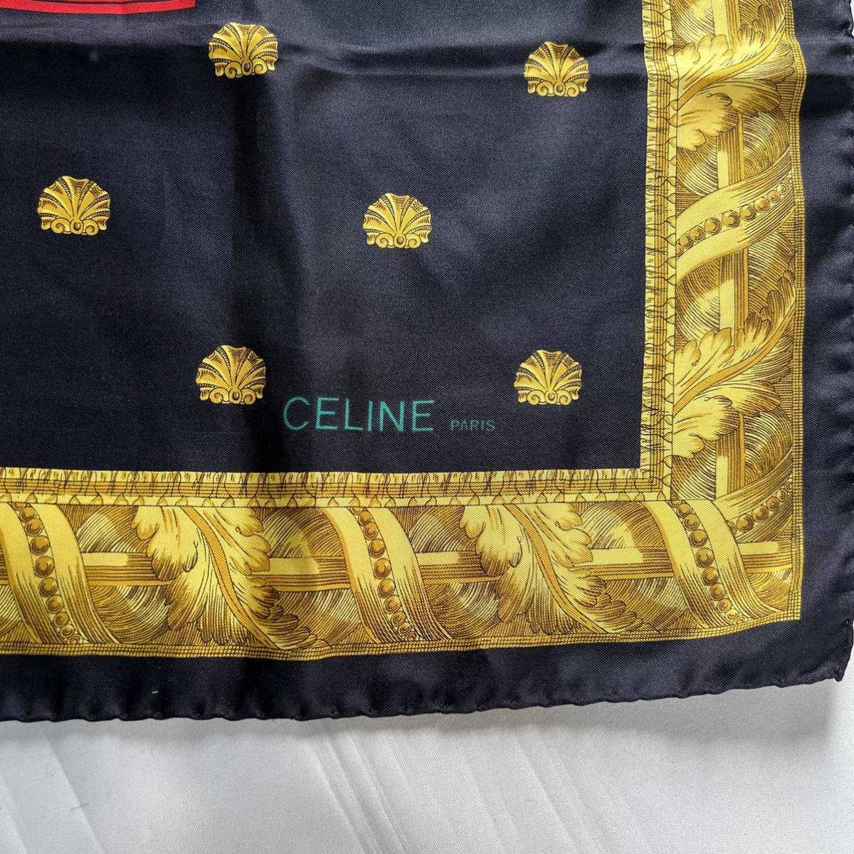 【大判】CELINEセリーヌ スカーフ　古代ローマ　シルク100% 古代ローマ　送料無料　ヴィンテージ