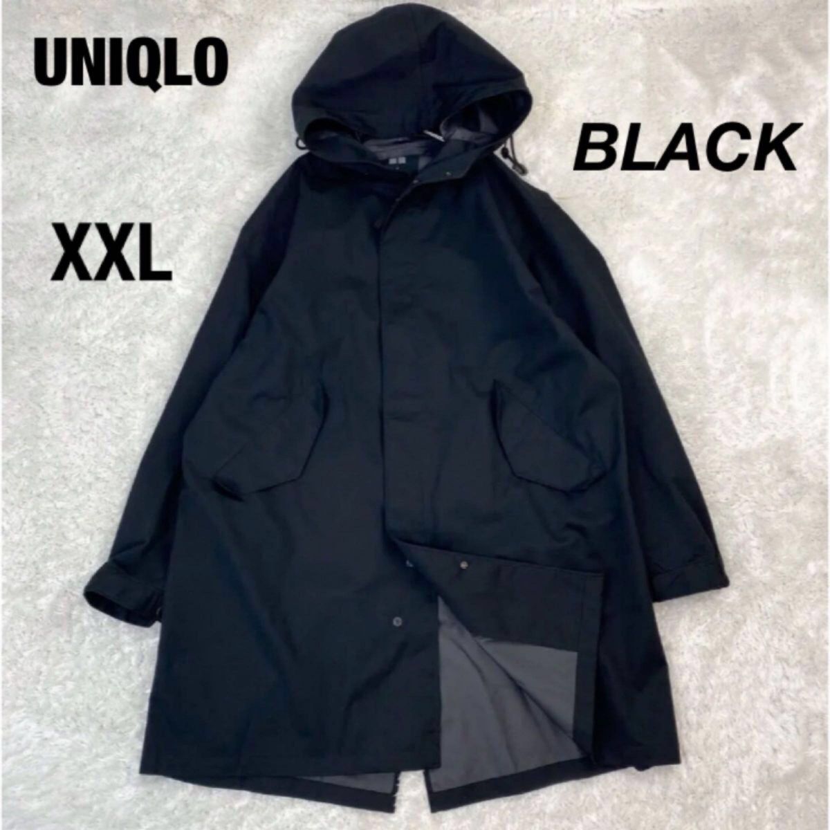 美品 UNIQLOユニクロ ブロックテックモッズコート XXL ブラック 美品 UNIQLOユニクロ ブロックテックモッズコート XXL ブラック