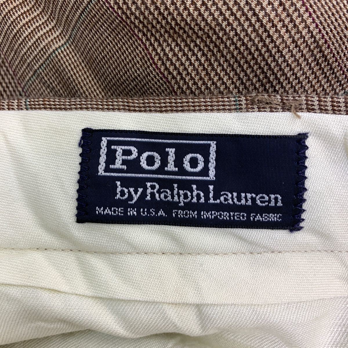 中古 古着 POLO RALPH LAUREN スラックス W34 ポロラルフローレン タック チェック柄 ブラウン 古着卸 アメリカ仕入 2312-215_画像9