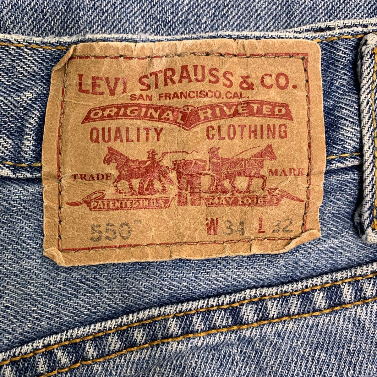 中古 古着 Levi's 550 デニムパンツ W34 リーバイス リラックスフィット ライトブルー コットン メキシコ製 古着卸 アメリカ仕入 2312-184_画像9