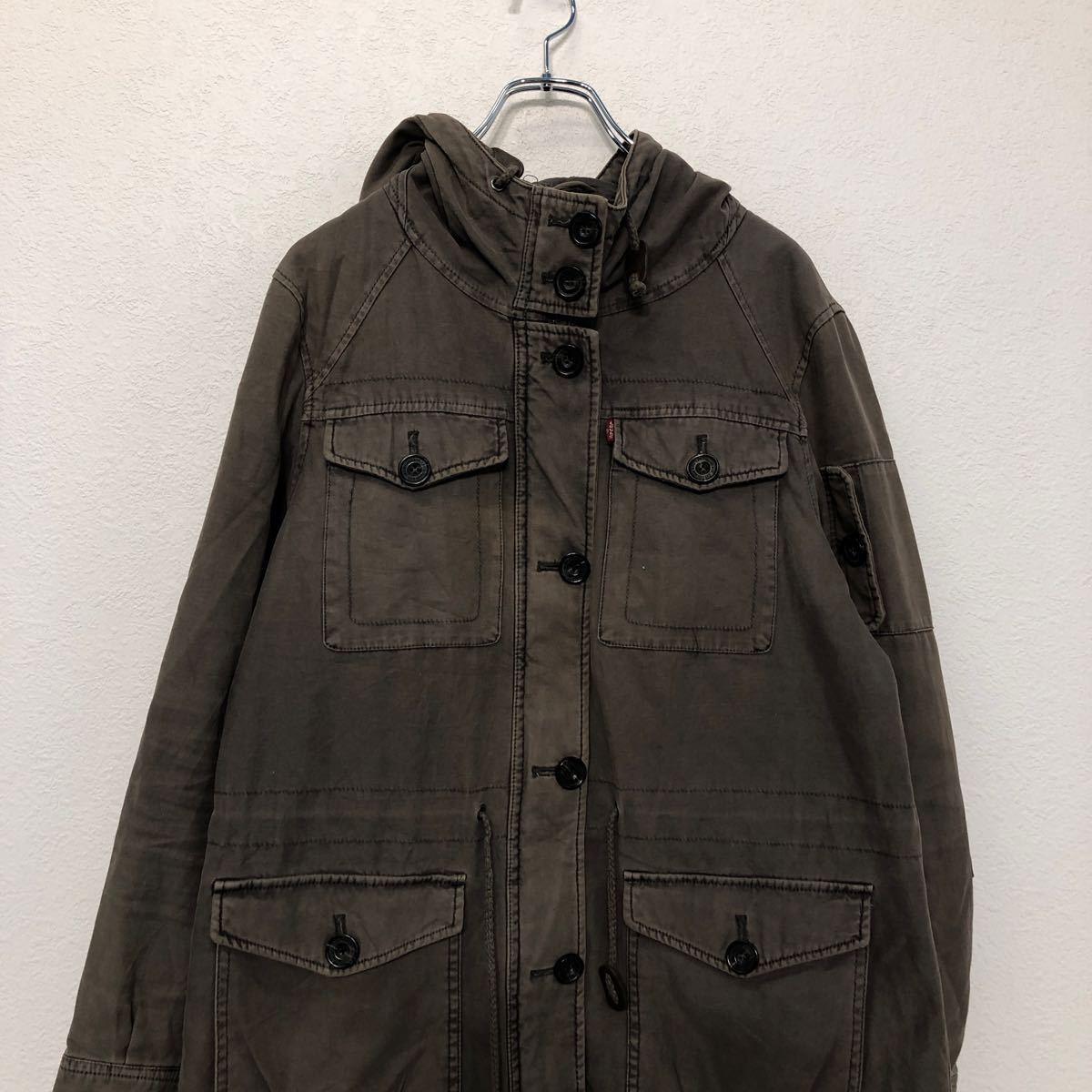 中古 古着 Levi's ワーク ジャケット レディース L グレー リーバイス 中綿 フーディ 4ポケット 古着卸 アメリカ仕入 a512-5702_画像2