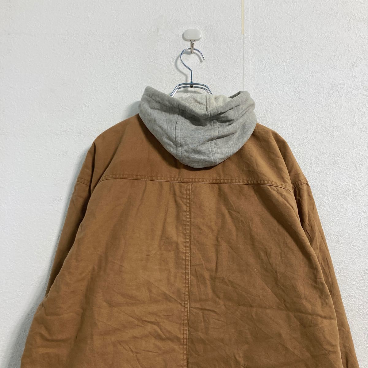 中古 古着 Dickies レイヤード パーカー ジャケット XL キャメル グレー ディッキーズ ストリート 古着卸 アメリカ仕入 a512-5880_画像6