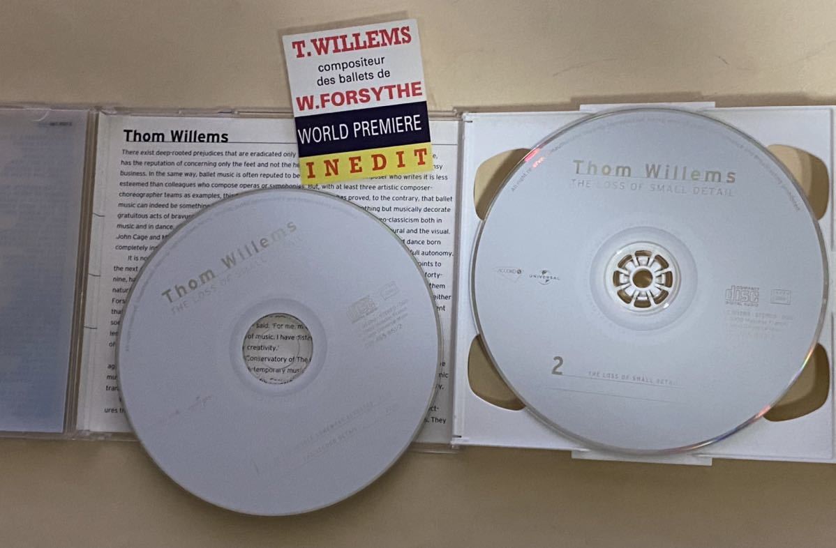 CD Thom Willems The Liss of Small Detail W.Forsythe トム・ウィレムス フォーサイス ダンス音楽 2000年の画像2