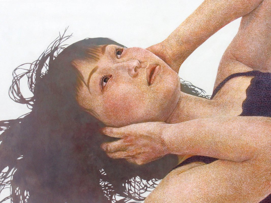 【GINZA絵画館】小田志保　テンペラ画１０号「ホワイトノイズⅡ」女性像・現代美術人気作家・１点もの　R39X0J4G5F6D3O_画像7