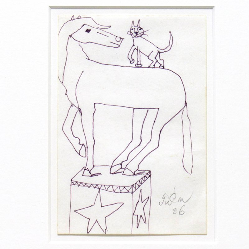 【GINZA絵画館】猪熊弦一郎　デッサン画・馬と猫・１９８６年作・モダンアート巨匠１点もの　Z38C0A2R1Z6P7X_画像2