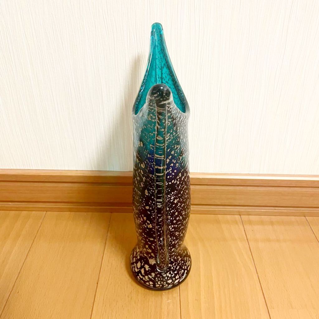 D12017 花瓶 青森県 伝統工芸品 津軽びいどろ フラワーベース ガラス花瓶 花器 花入インテリア_画像3