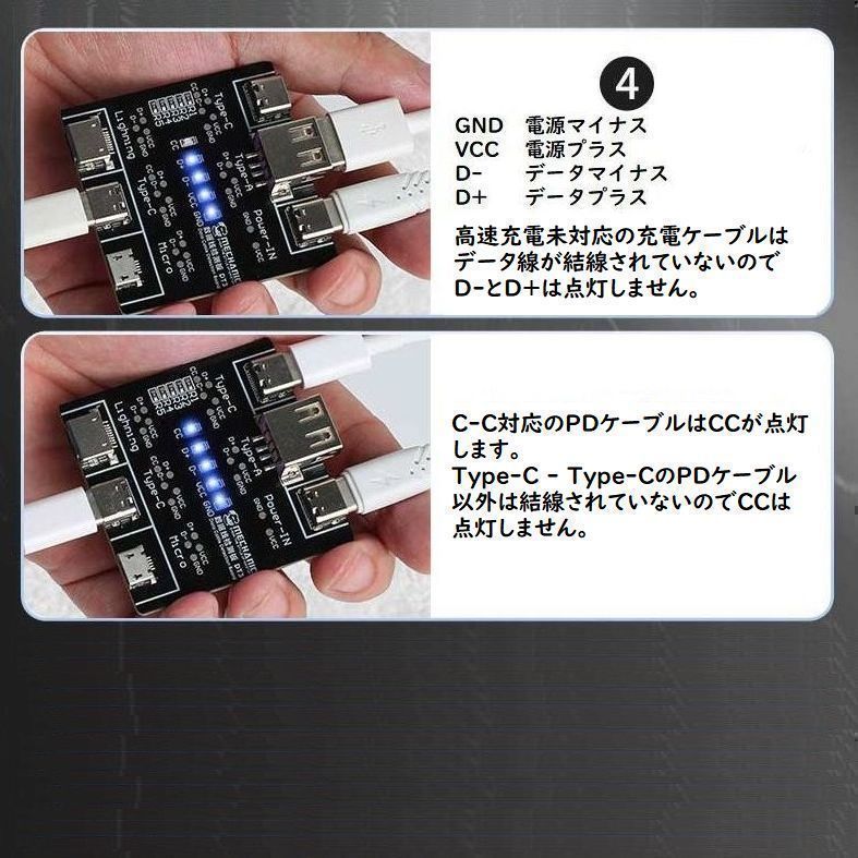 USB 充電ケーブルチェッカー １枚 iPhone Type-C Micro_画像4