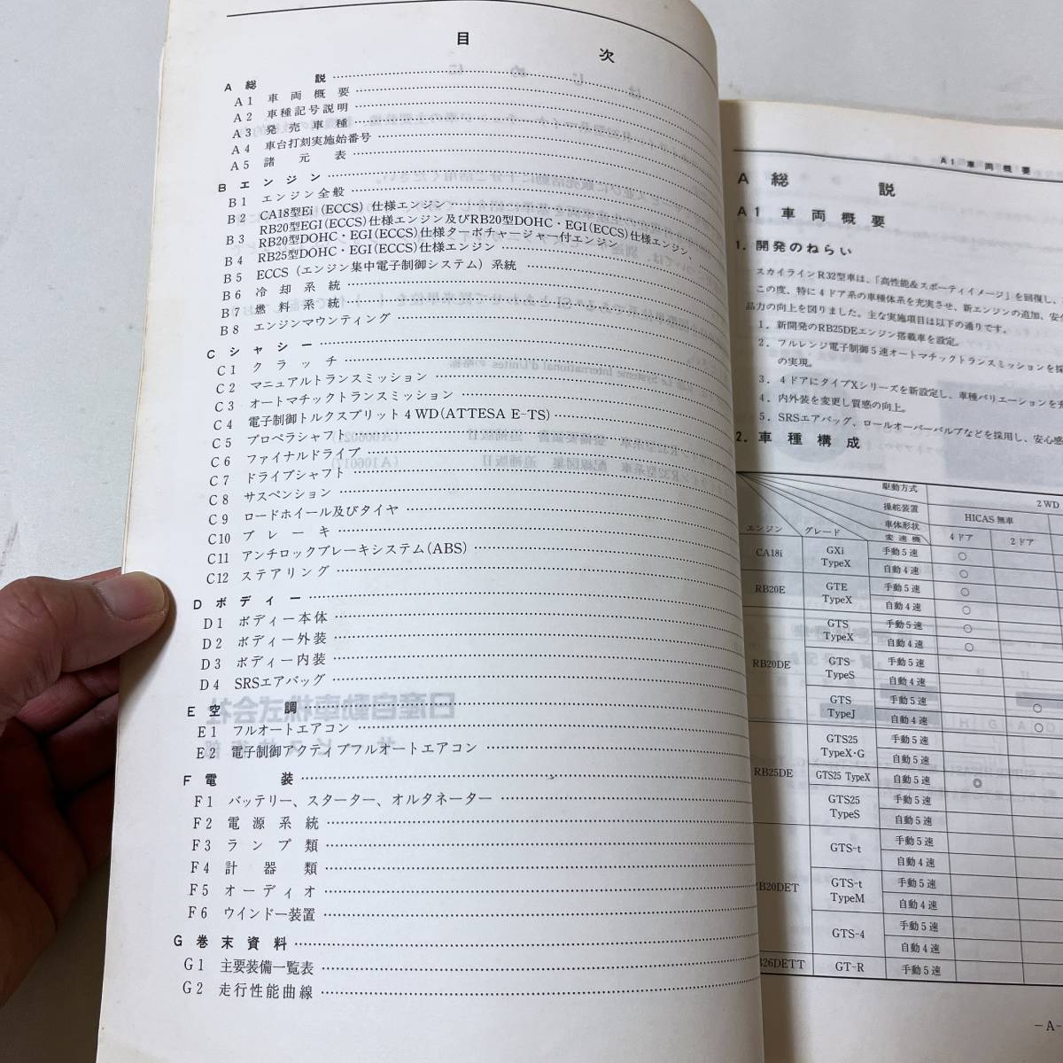 R32型 スカイライン 新型車解説書 追補版Ⅱ 91年8月 191ページ 美品 R32 プリンス 整備書_画像3