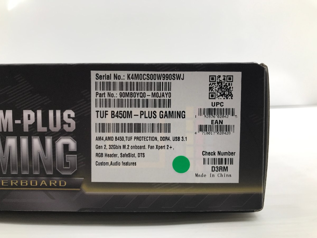 ASUS エイスース TUF B450M-PLUS GAMING ゲーミングマザーボード B450 AMD製CPU対応 microATX コンピュータパーツ ジャンク 12041N_画像10
