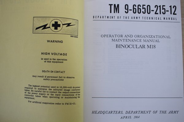 ベトナム戦米軍 M18赤外線双眼鏡マニュアル 1964年（S185）_画像3