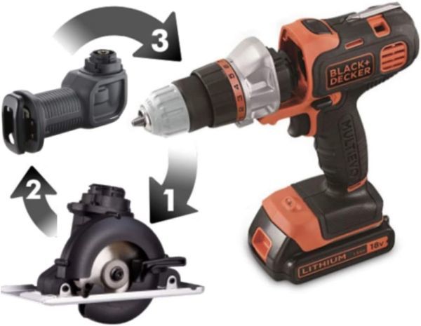 BLACK+DECKER EVO183C1 電動マルチ ツールキット 18V バッテリー 2個付属 工具 丸ノコ ジグソー ドリルドライバー マルチのこぎり 未使用 B_画像1