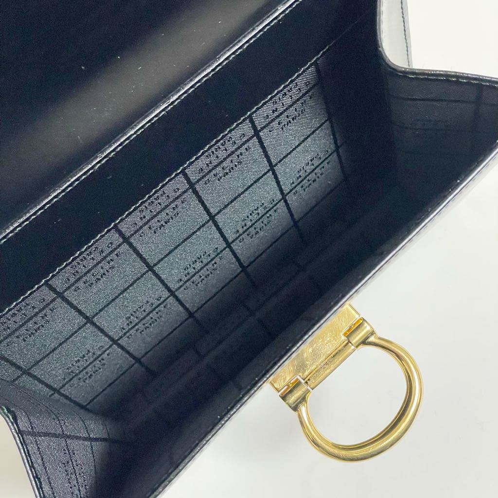 即決☆CELINE セリーヌ ダブルフラップ ハンドバッグ レザー バッグ ブラック 美品 希少 レア ヴィンテージ ゴールド 金具の画像8