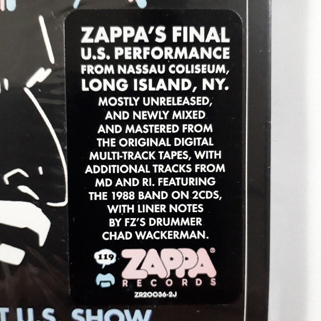 送料無料！ Frank Zappa Zappa '88: The Last U.S. Show 2CD フランク・ザッパ 輸入盤CD 新品・未開封品