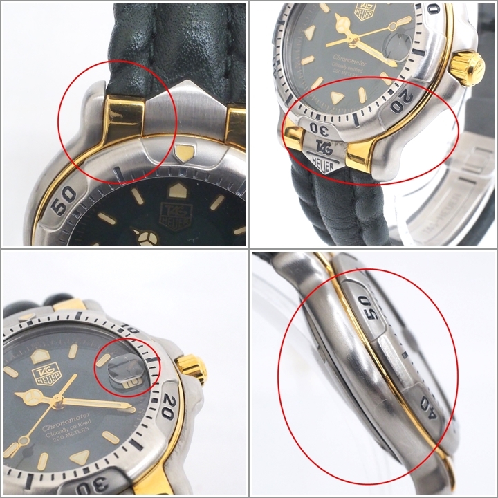 A23-3011【中古品】TAG Heuer タグホイヤー 6000シリーズ WH5253 クロノメーター 自動巻き グリーン文字盤 レザーベルト メンズ腕時計_画像8