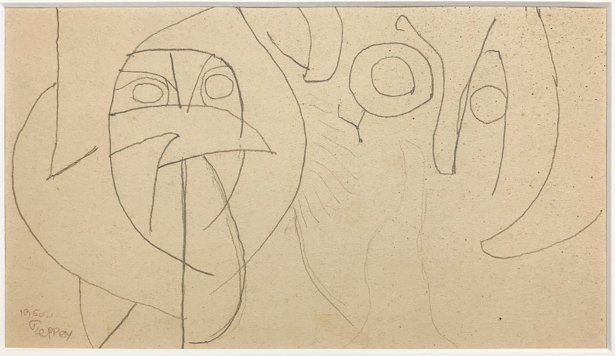【SHIN】宇治山哲平 「森の怪」 下絵 鉛筆デッサン 1960年 希少 額装 真作保証 抽象の画像2
