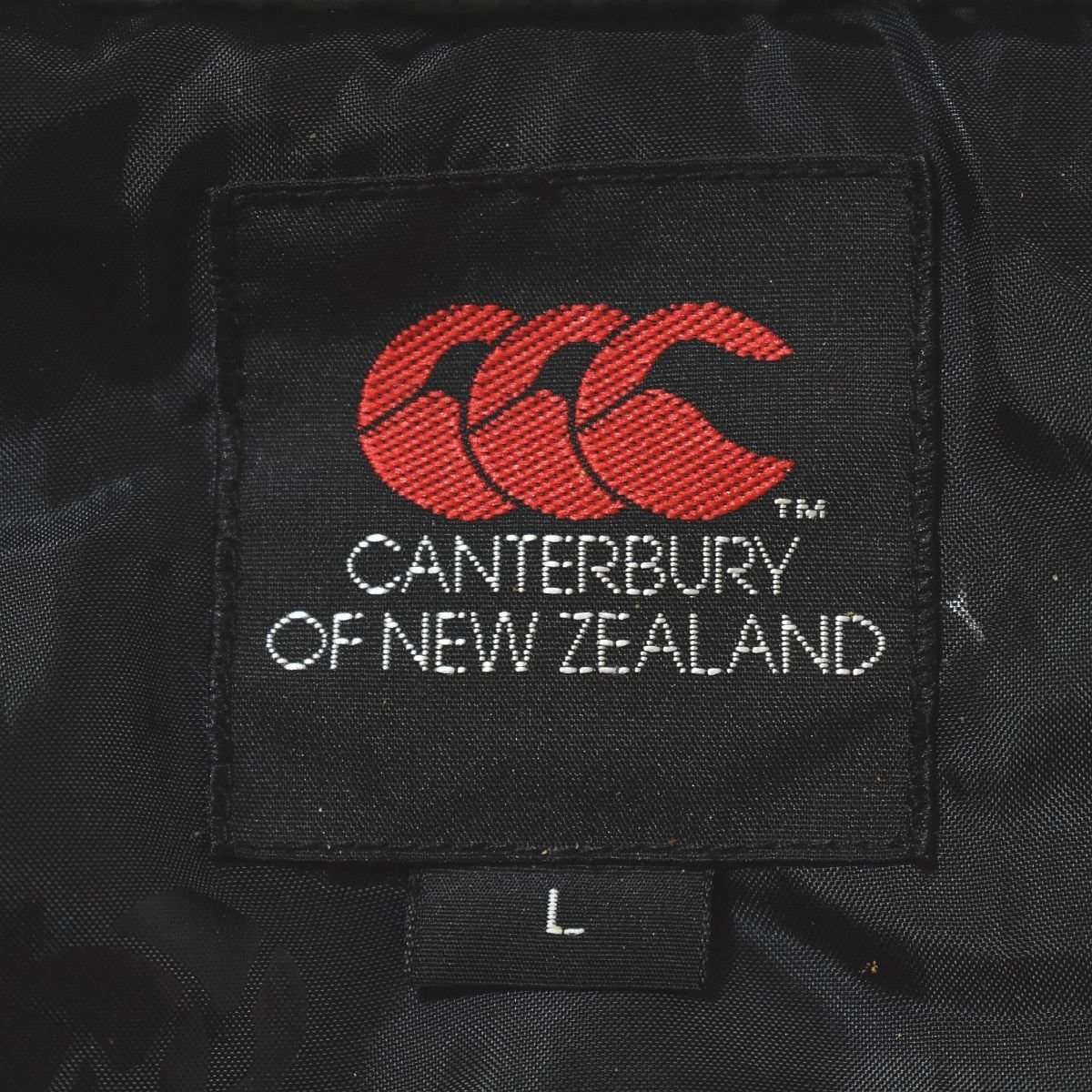 ★古着 カンタベリー CANTERBURY 中綿 ナイロン ジャケット L ブラック 裏地総柄 ロゴ 刺繍 フリース フード ウィンドブレーカー ウェア ★_画像5