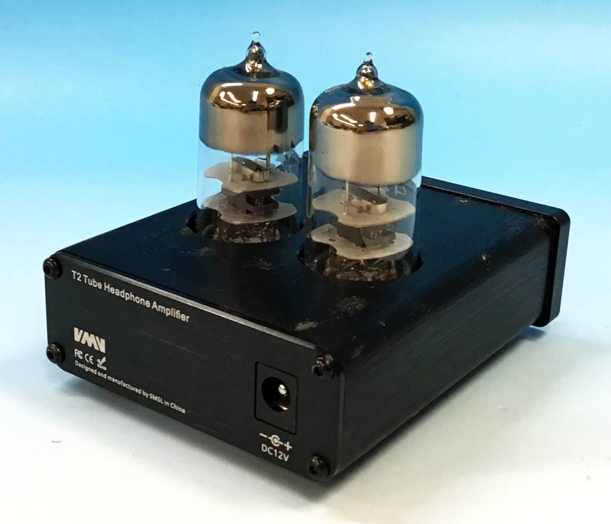 通電OK SMSL T2 真空管 ヘッドフォン アンプ ミニアンプ 6J9 本体 電源コード 取説 元箱 音響 サウンド オーディオ 機器 _画像3