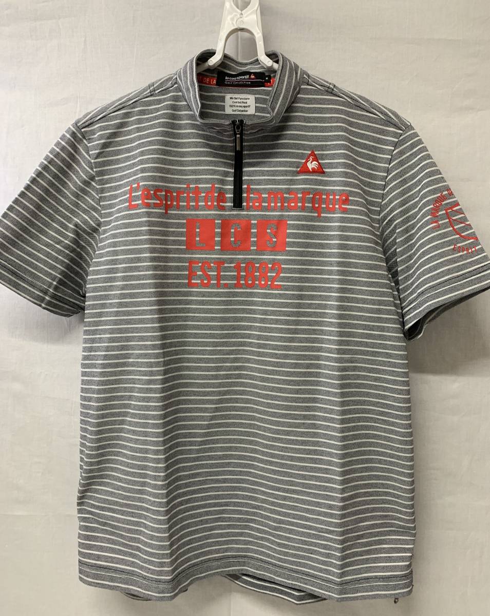 中古品 ルコック ハーフジップ半袖ポロシャツ 3枚組 白×青×赤・グレー・白×緑 Mサイズ le coq sportif_画像5