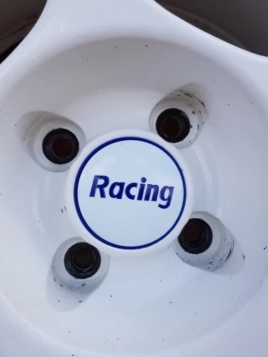 * new goods free shipping Racing center cap white × blue ENKEI Racing RP01 and so on installation possibility 4 piece set prompt decision 