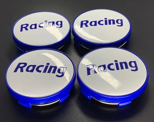* new goods free shipping Racing center cap white × blue ENKEI Racing RP01 and so on installation possibility 4 piece set prompt decision 