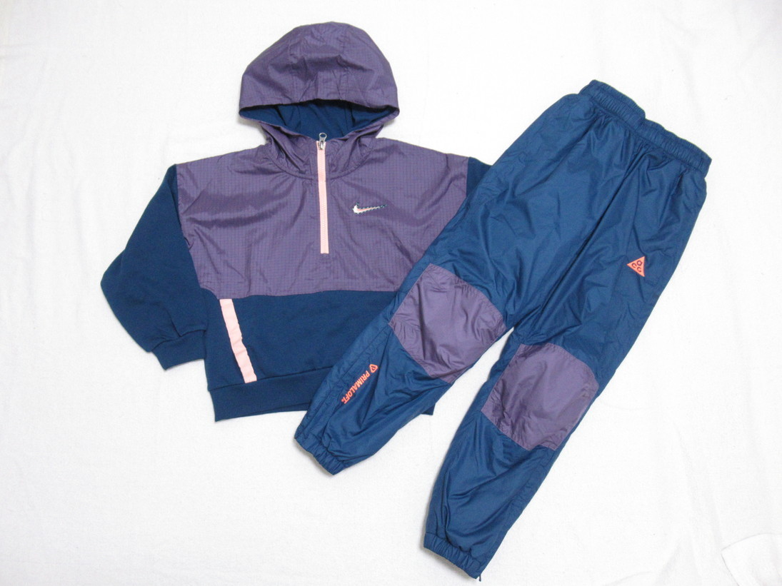 NIKE Kids u-bn Parker ACG winter pants navy blue purple 140 Nike top and bottom set sweat Wind breaker DQ8743-460 DQ9322-460