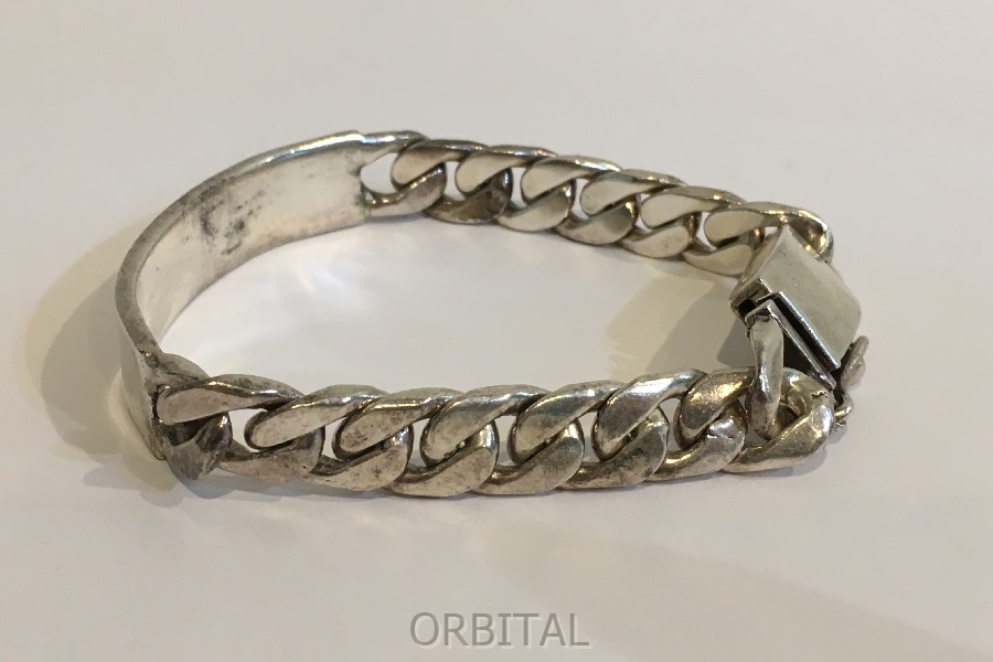 二子玉)インテリム INTERIM AXCO SILVER ID BRACELET - SILVER シルバーブレスレット チェーン アクセサリー 定価49,500円_画像9