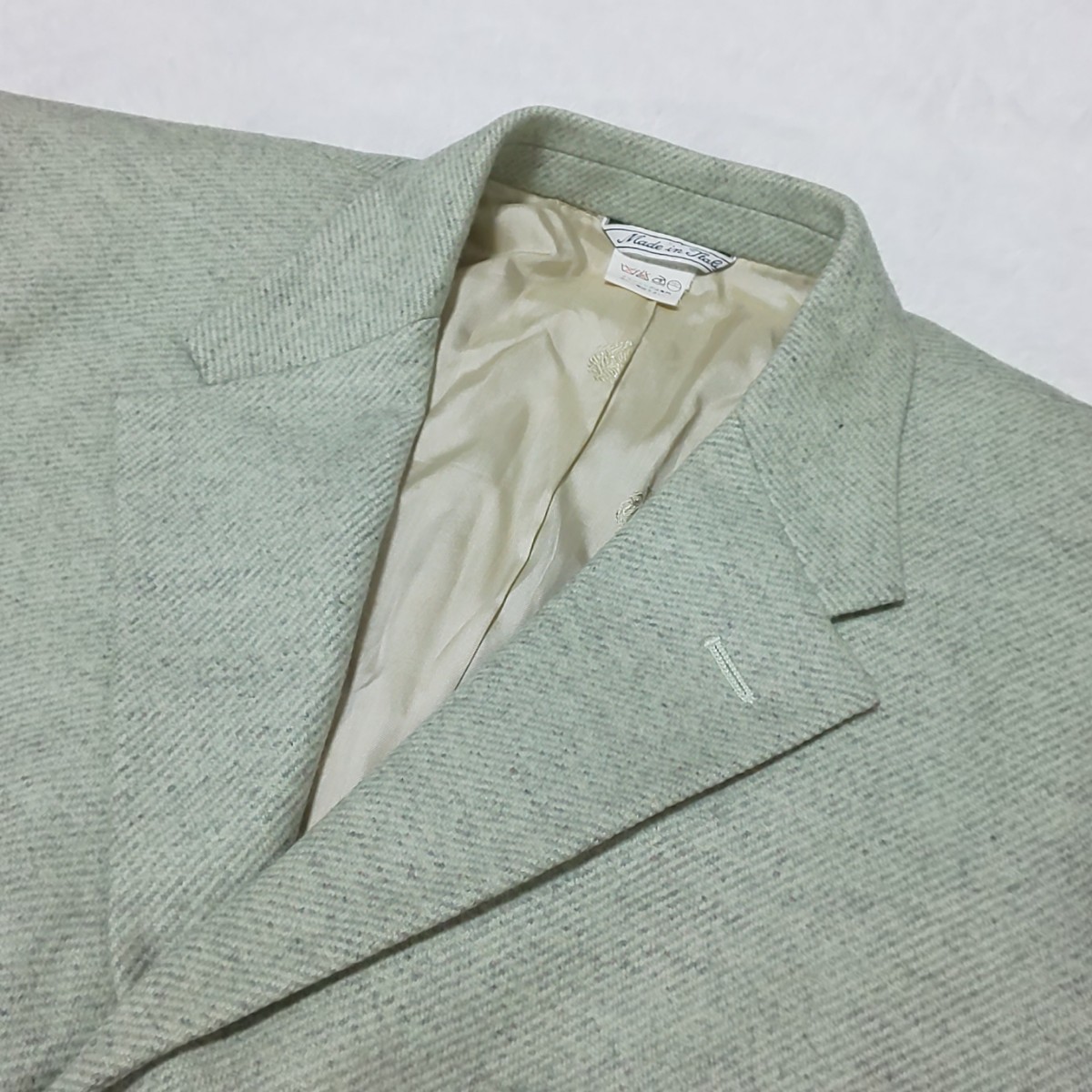 [ ultimate beautiful goods / rare color ]GIANNI VERSACE Gianni Versace Vintage cashmere . tailored jacket mete.-sa. pale green made in Italy 