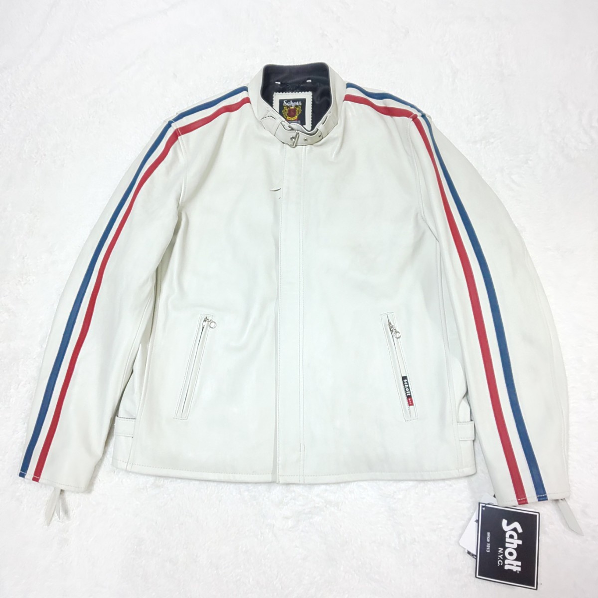 リアル 未使用/タグ付】Schott ショット クラシックレーサージャケット(XL) シングルライダースジャケット 革ジャン シープスキン 羊革 ホワイト|Yahoo!フリマ(旧PayPayフリマ) ジャケット・アウター