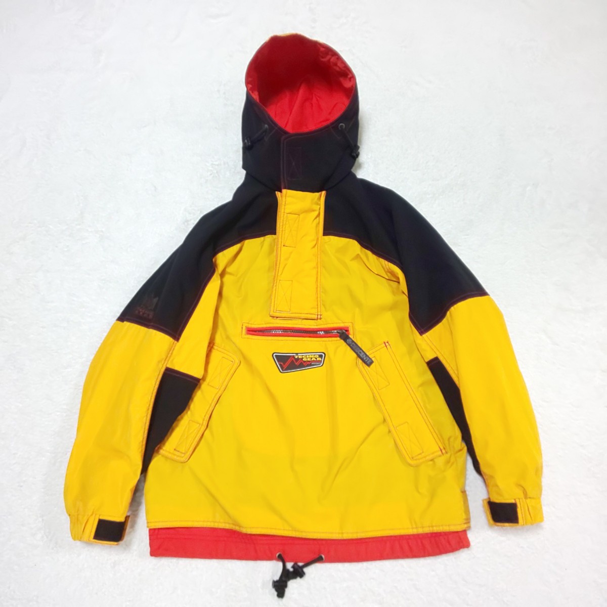 【極希少】90s DESCENTE デサント ヴィンテージ 3ピーススノーセットアップ アノラックパーカー スキーウェア スノボウェア 刺繍ロゴ XS/M_画像2