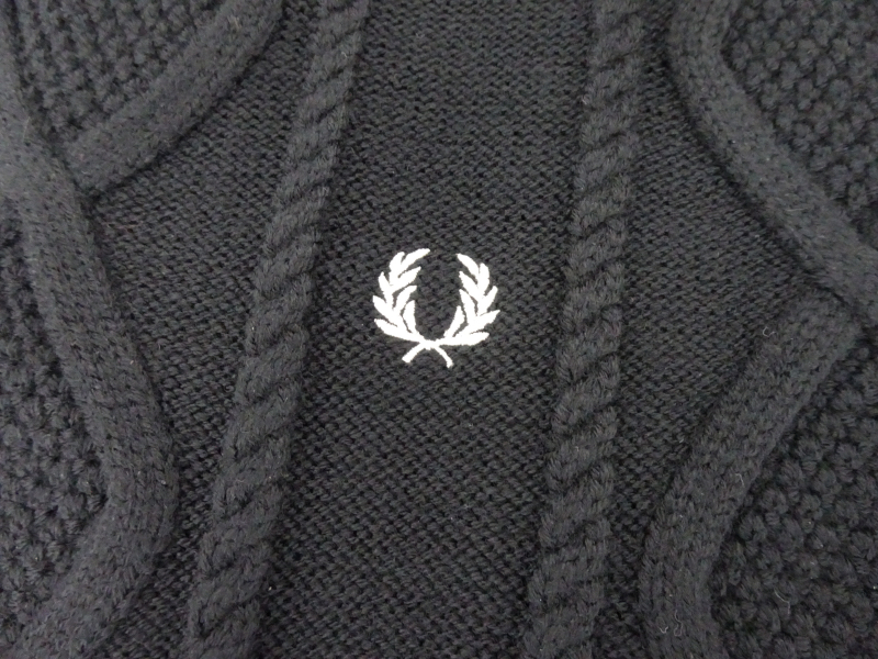 FRED PERRY ケーブル マフラー ニット ブラック 黒_画像2