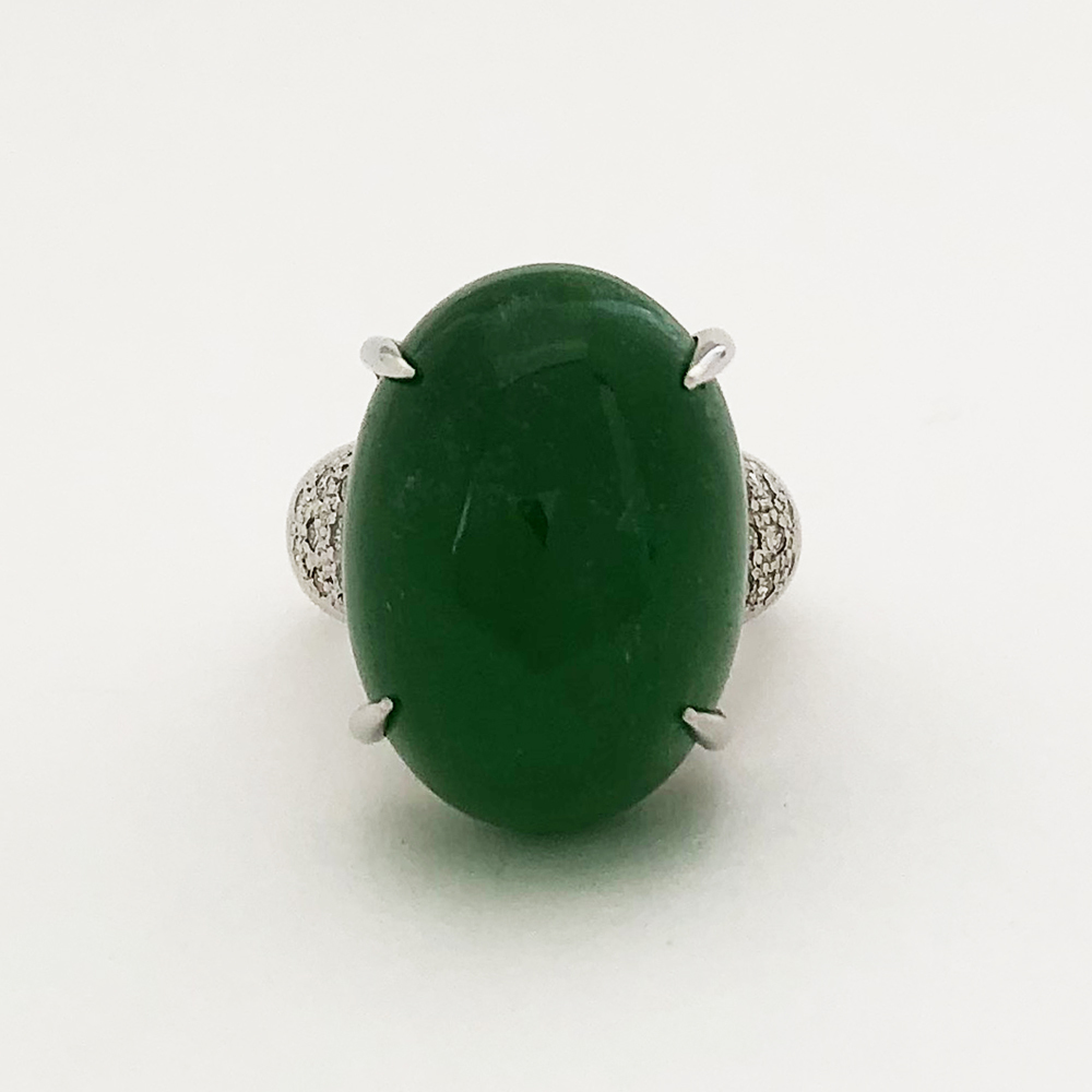 最旬トレンドパンツ K18WG ヒスイ 含浸(トリートメント)リング 指輪 H39.9ct D0.24ct 10号 レディース 16.1g その他