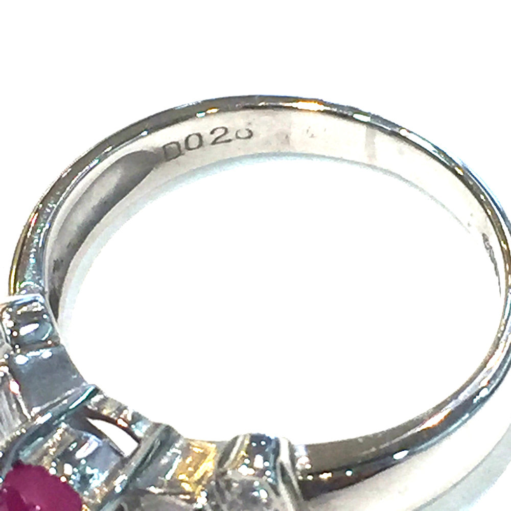 【中古】Pt900　ルビー　ダイヤ　ファッションリング　R 0.93ct　D 0.20ct　7.5号　5.3ｇ　指輪_画像9