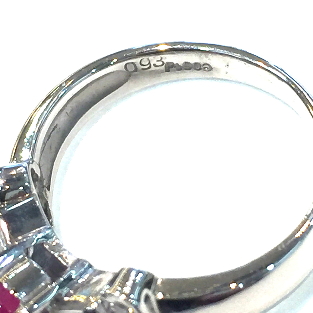 【中古】Pt900　ルビー　ダイヤ　ファッションリング　R 0.93ct　D 0.20ct　7.5号　5.3ｇ　指輪_画像8