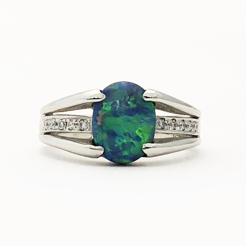 【限定販売】 Pt900 ブラックオパール ダイヤ ファッションリング O 0.07ct 10号 6.9g 1.18ct D その他