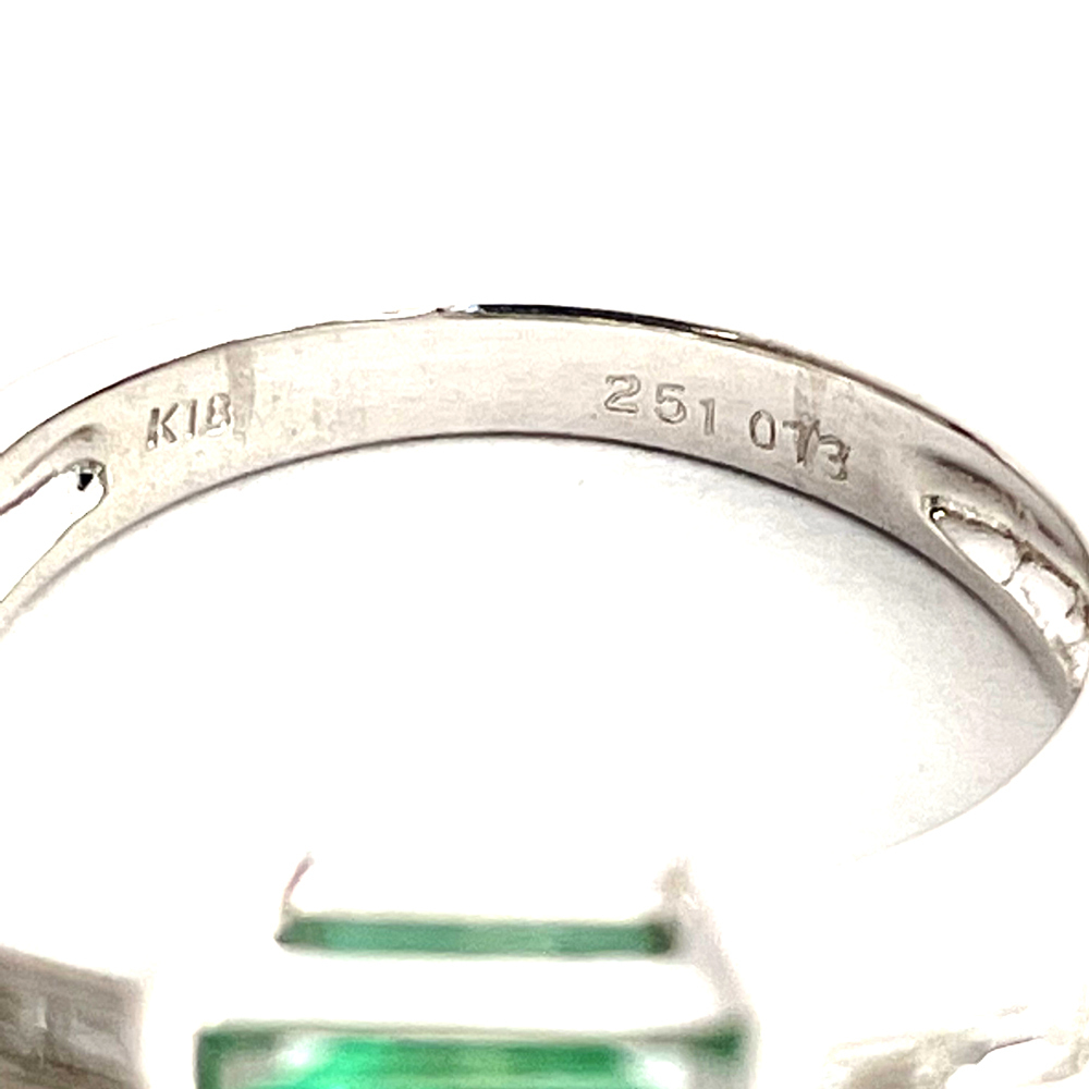 [ used ]K18WG emerald diamond fashion ring E2.51ct D0.73ct 5.6g 12.5 number 