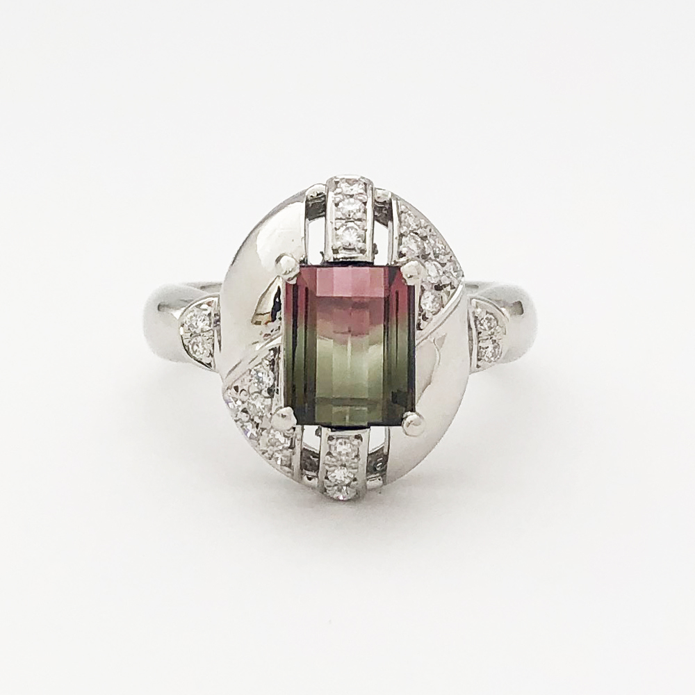 本命ギフト Pt900 トルマリン リング T1.95ct D0.18ct 11号 9.7g トルマリン