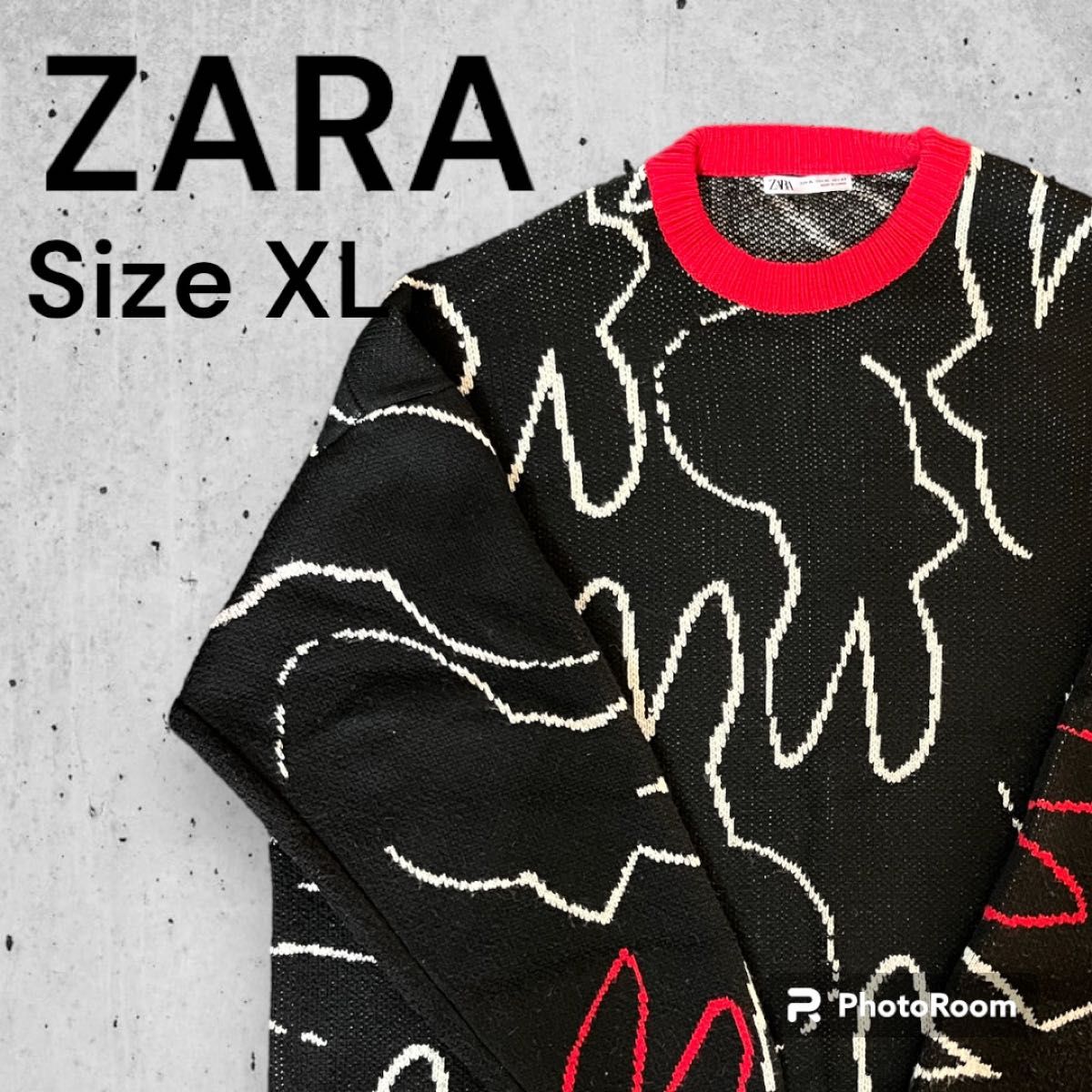 【完売品】ZARA柄ニット　うさぎ柄ニット　ブラック　XL オーバーサイズ