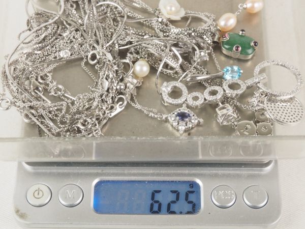 豪華 SILVER 925 P/S デザインネックレス 真珠 色石色々 まとめて 13点セット ペンダント アクセサリー パール ダイヤ調_画像10