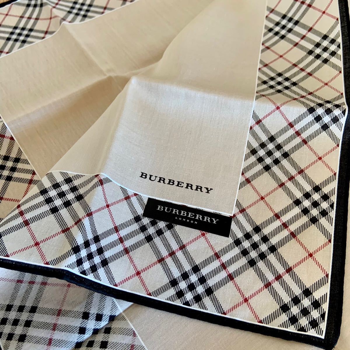 未使用 BURBERRY バーバリー 大判ハンカチ 約50×50cm チェック柄 綿100% ハンカチ ブルーミング中西