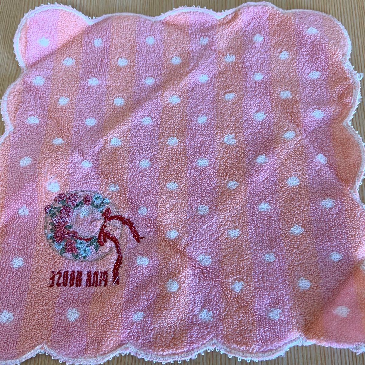 未使用 ピンクハウス PINK HOUSE タオルハンカチ 2枚セット 刺繍 レース 綿100% レーヨン100% ハンカチ 抗菌防臭加工 ブルーミング中西_画像8