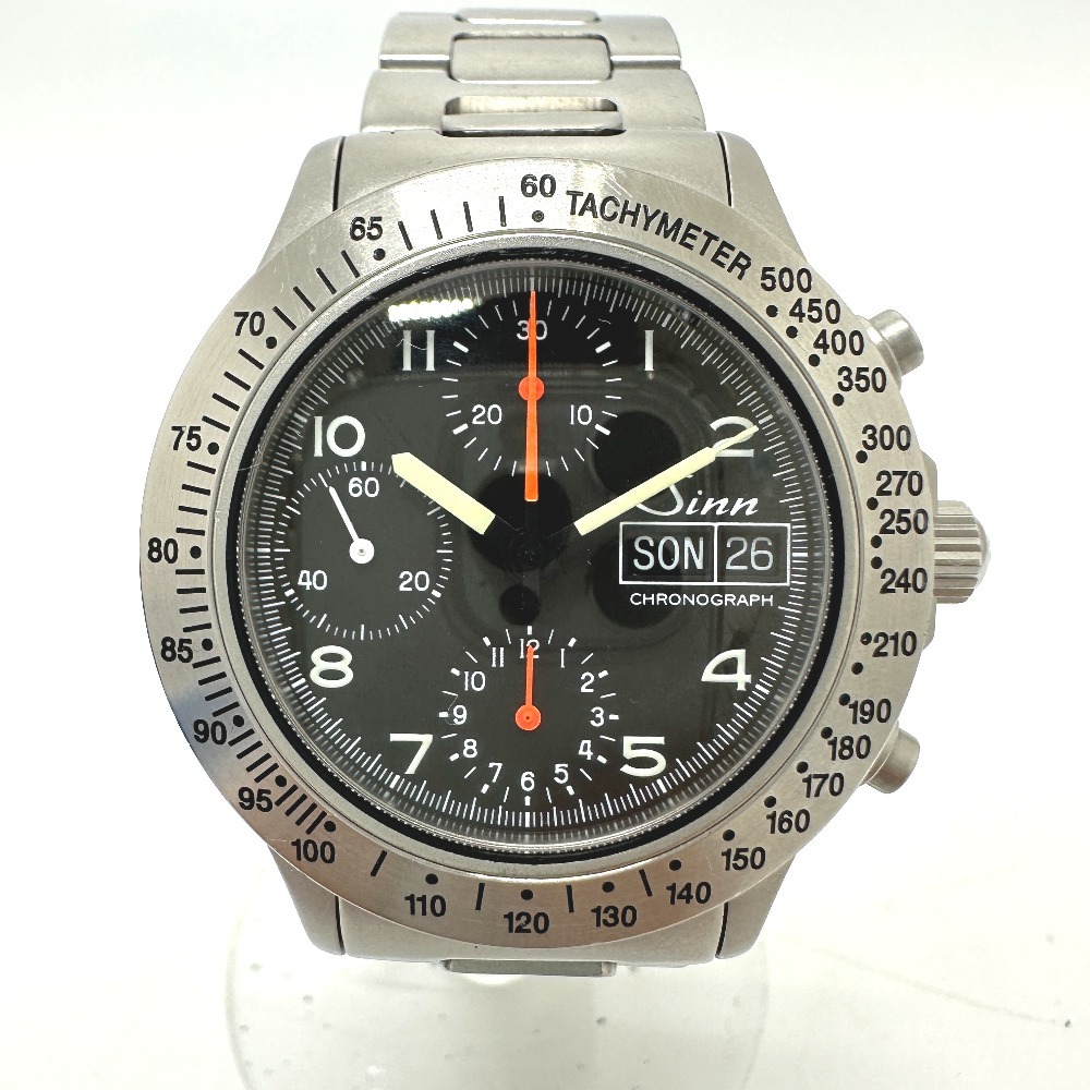 Sinn ジン 256.ST クロノグラフ デイデイト 自動巻き 腕時計 SS シルバー メンズ【中古】_画像3