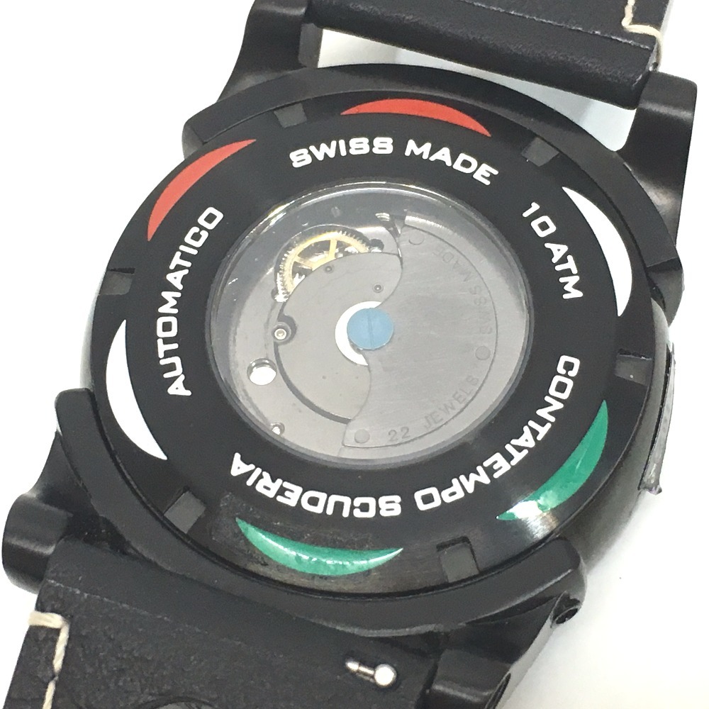 未使用 SCUDERIA スクーデリア 10213 腕時計 ダッシュボード 裏スケ 腕時計 IPステンレススチール/革ベルト_画像5